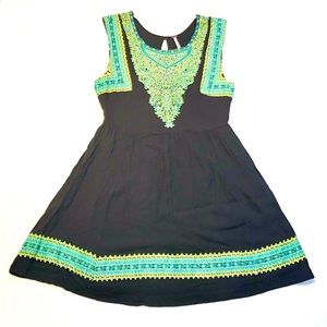 Free People Printed Floral Vine Fit & Flare Dress